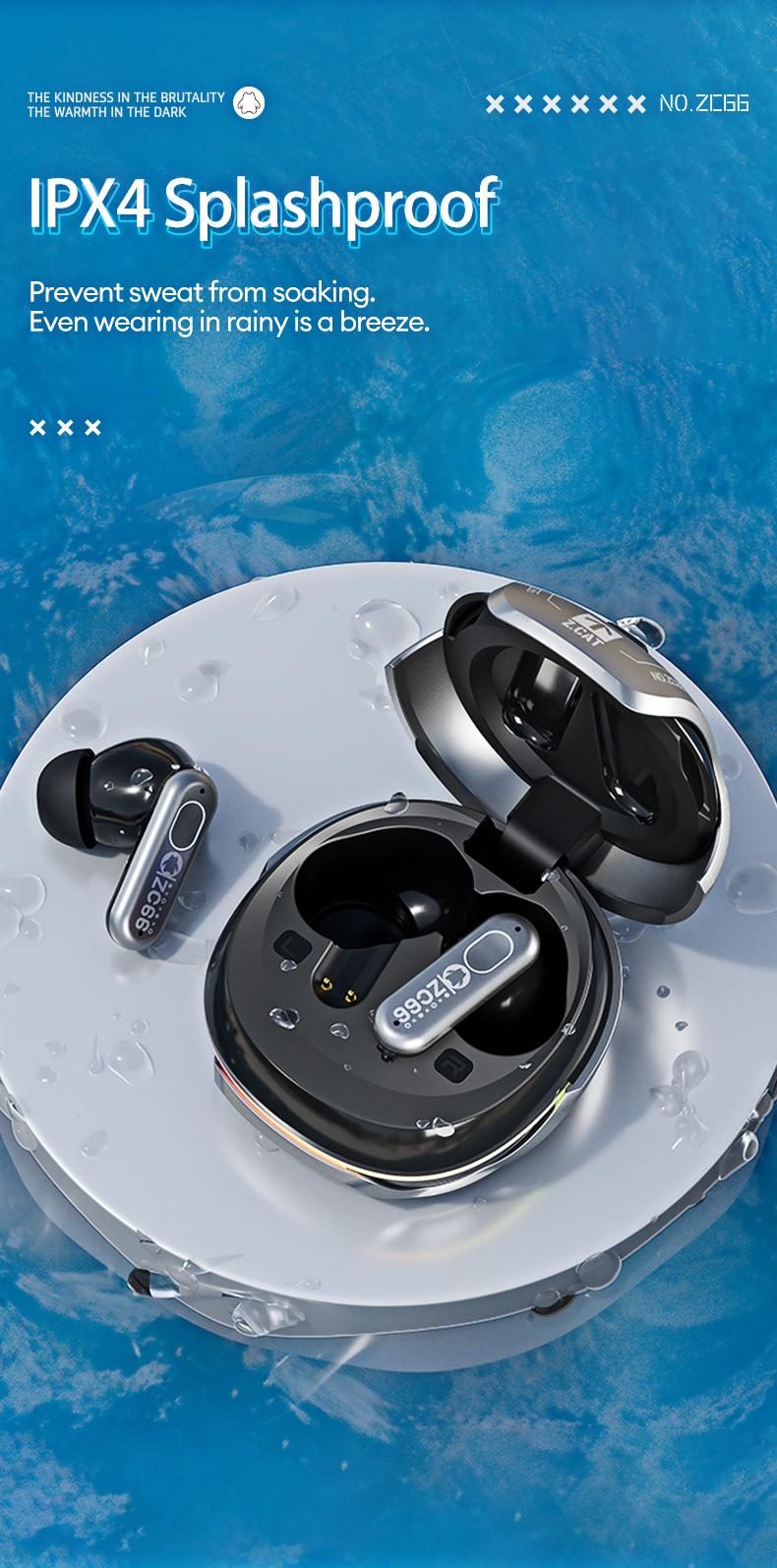 ZOMBIESCAT B5 In-Ear Wireless Headphones with Bluetooth 5.4, ANC TWS Earbuds with RGB Ambient Lighting, Ergonomic Comfort Design, IPX4 Waterproof, Audio Wireless Headsets for Music & Phone Calls