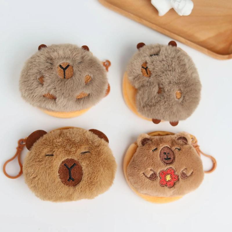 Cute Kapibara change bag capybara earphone bag pendant creative cartoon plush guinea pig storage bag