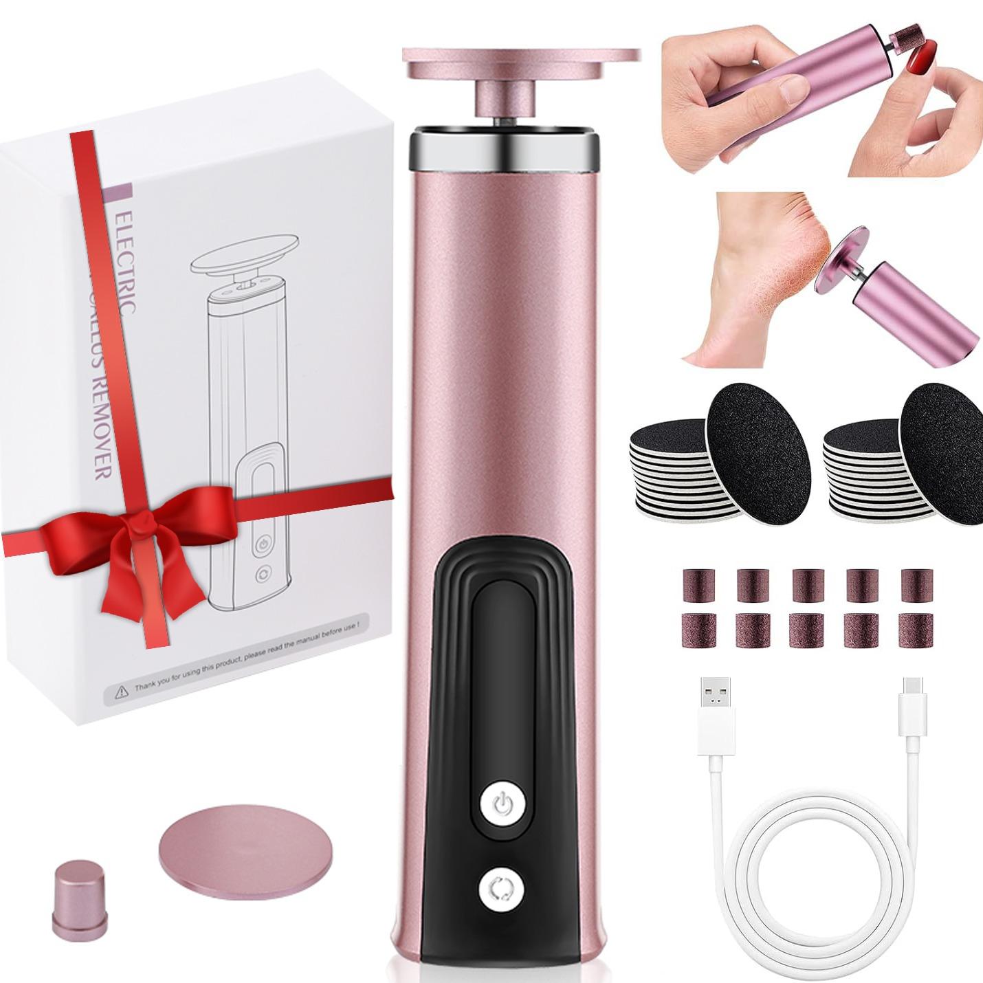 Electric Foot Callus Remover, 2-in-1 Nail Polisher Foot Heel Scrubber Dead Skin Pedicure Tools , Adjustable Speed 6 Gears, with Sandpaper for Cracked Heels Care