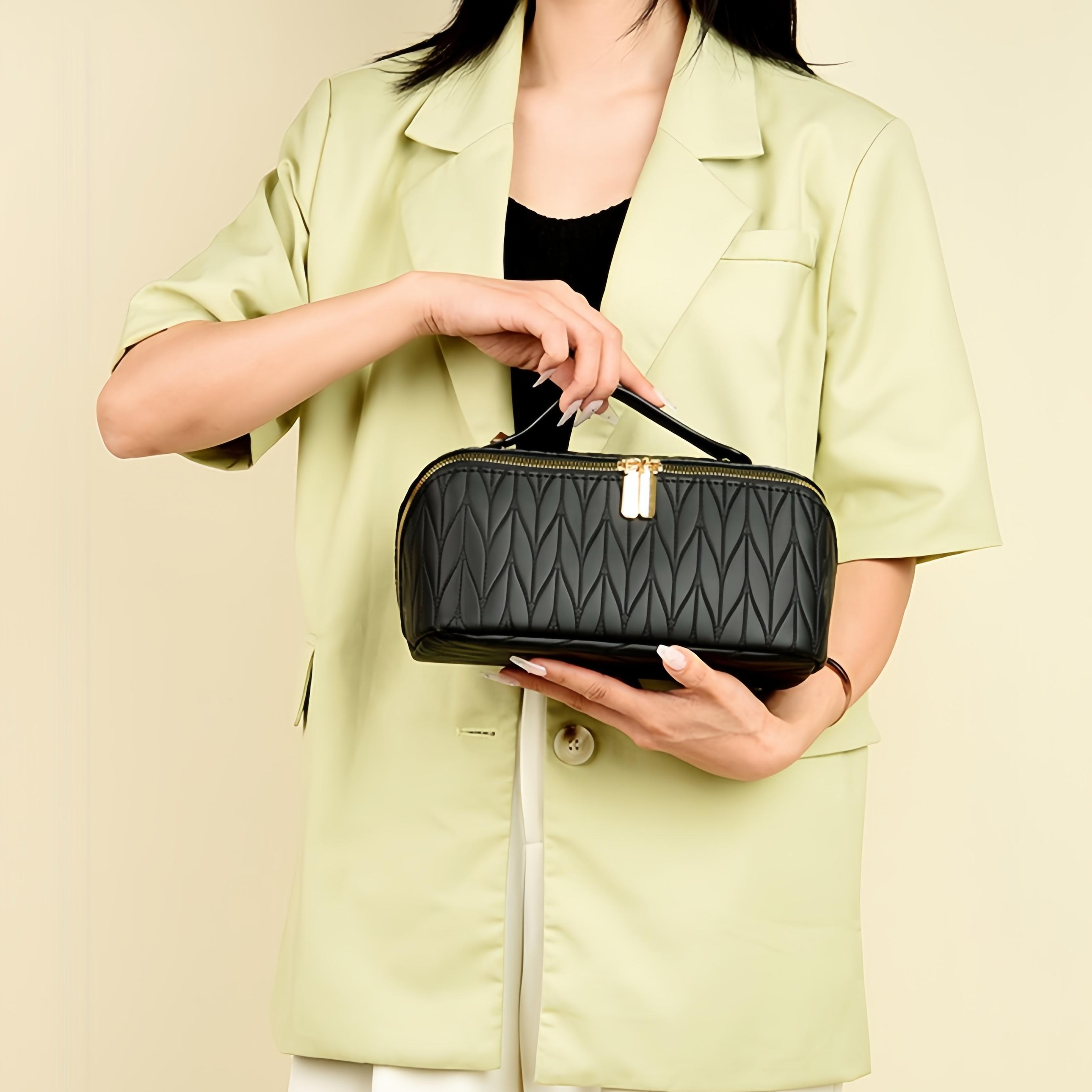 Large Capacity PU Cosmetic Salon-Grade Organizer Bag for Travel Waterproof Valentine's Day Gift Vegan Leather Makeup Pouch Portable Toiletry Bag for Women Makeup Case Jewelry Organizer Box Handheld Cosmetic Pouch Girlfriend Present Minimalist Large Capacity PU Cosmetic Salon-Grade Organizer Bag for Travel Waterproof Valentine's Day Gift Vegan Leather Makeup Pouch Portable Toiletry Bag for Women Makeup Case Jewelry Organizer Box Handheld Cosmetic Pouch Girlfriend Present Minimalist