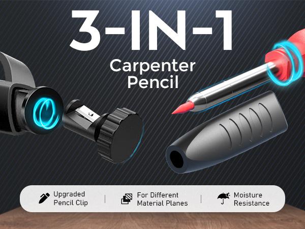 Nicpro 17Pack CP2000 Carpenter Pencil Set with Sharpener, Mechanical Pencils with 57 Refill, Carbide Scribe Woodworking Tool, Deep Hole Marker, All-in-one Heavy Duty Construction Pencil for Architect