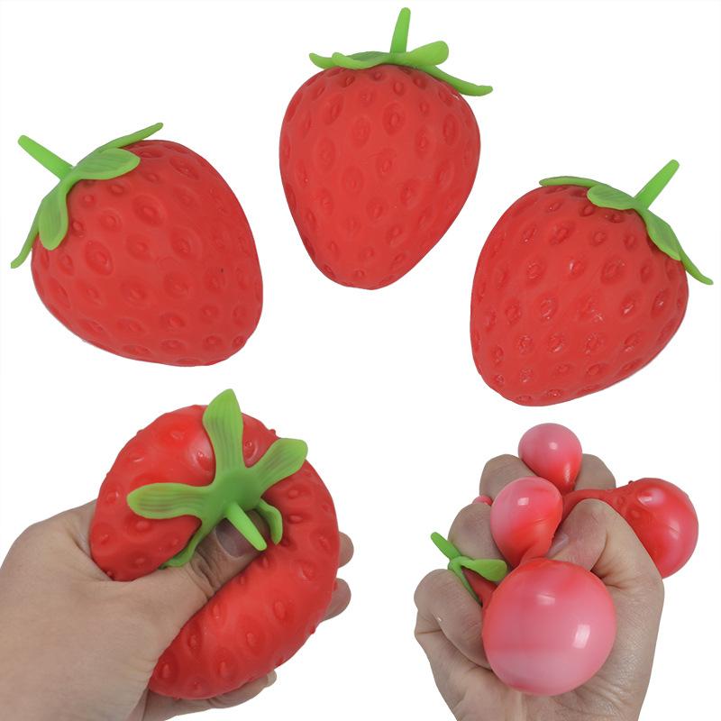 Extra Large Color Changing Strawberry Squishy Stress Ball - Squishies Fidget Toy for Adults & Ages 6+, Safe Non-Toxic Material for Stress Relief & Sensory Play
