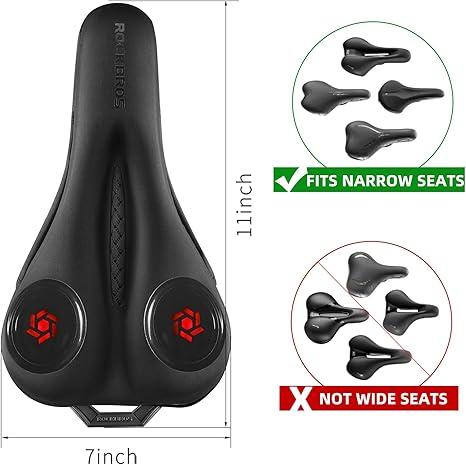 ROCKBROS Gel Bike Seat Cushion Padded Narrow Cover for Peloton Spin Bikes