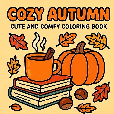 Cozy Autumn Coloring Book for Adults and Teens, Cute Comfy Fall Pumpkin and Leaves Coloring Pages, Relaxing Mindfulness Stress Relief Activity Book, Ideal Back-to-School and Holiday Gift
