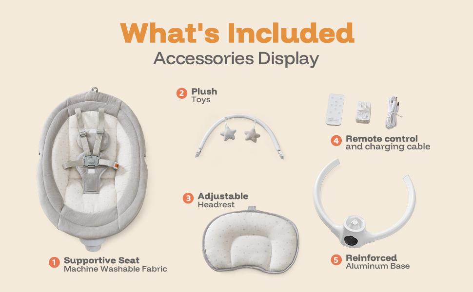 HARPPA Weddell Lite | Compact Electric Baby Swing with Music Speaker, Newborn Bouncer & Rocking Chair, Foldable Bassinet for Baby with Harness, 5 Adjustable Speeds