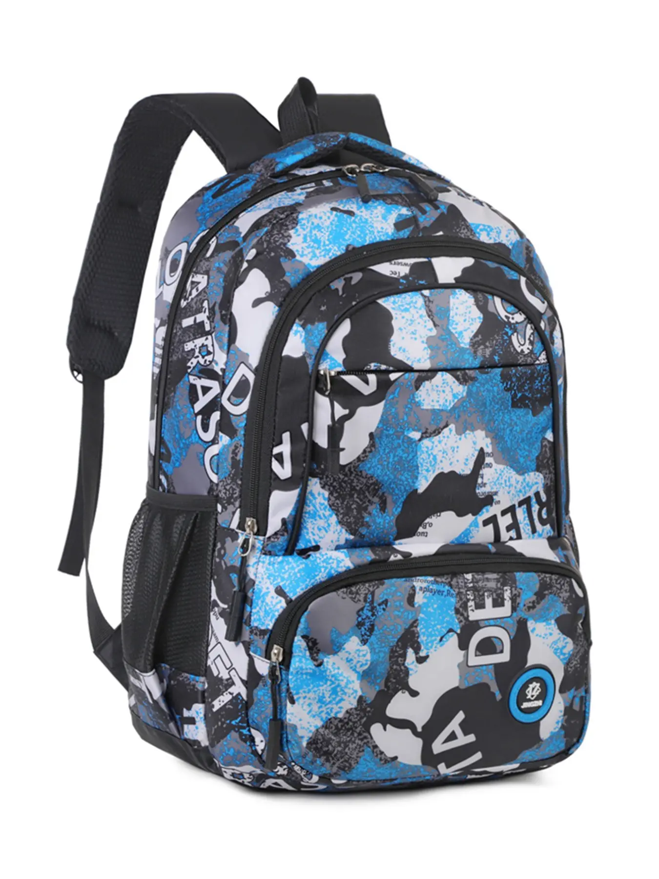 Camouflage Letter Print Backpack, Street Style Casual, Waterproof Oxford Fabric, Multiple Compartments, Breathable Back Pad, Adjustable Straps