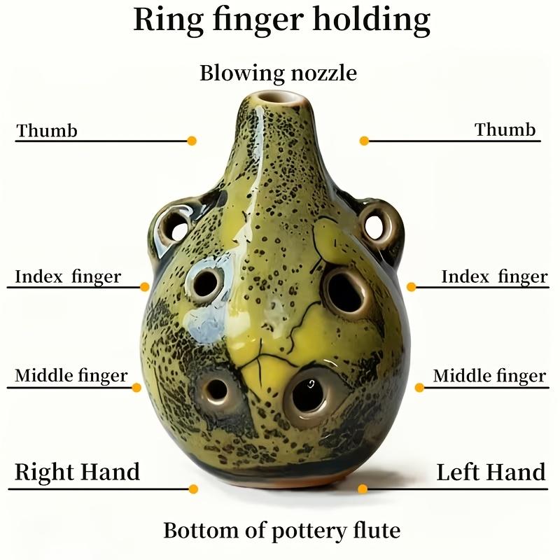 A Six-Hole Ceramic Ocarina - Vintage Style Six-Hole Mini Ocarina, Portable Mini Musical Wind Instrument with Adjustable Lanyard, Available in Purple/Red/Green/Blue/Yellow, Ideal for Music Lovers and Beginners, Musical Instruments