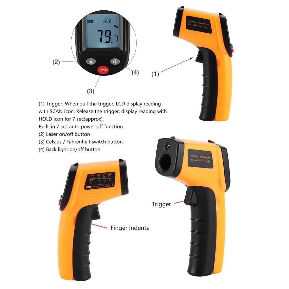Professional Non-Contact Infrared Thermometer Gun - High Accuracy Laser Temperature Gun for Automotive Repair, Electrical & HVaC Maintenance. Instant Read, Durable & Fast Response Tool for Engine Diagnostics & Industrial Equipment.