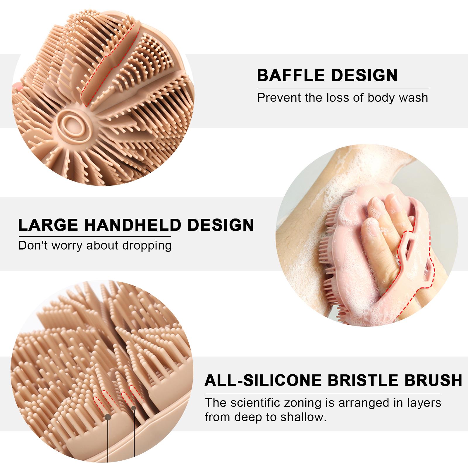silicon scrubber body Shower Brush, Exfoliating Body Wash Scrubbers for Men and Women for All Skin Types,Ergonomic No-Slip Handle, Body Brush for Showering
