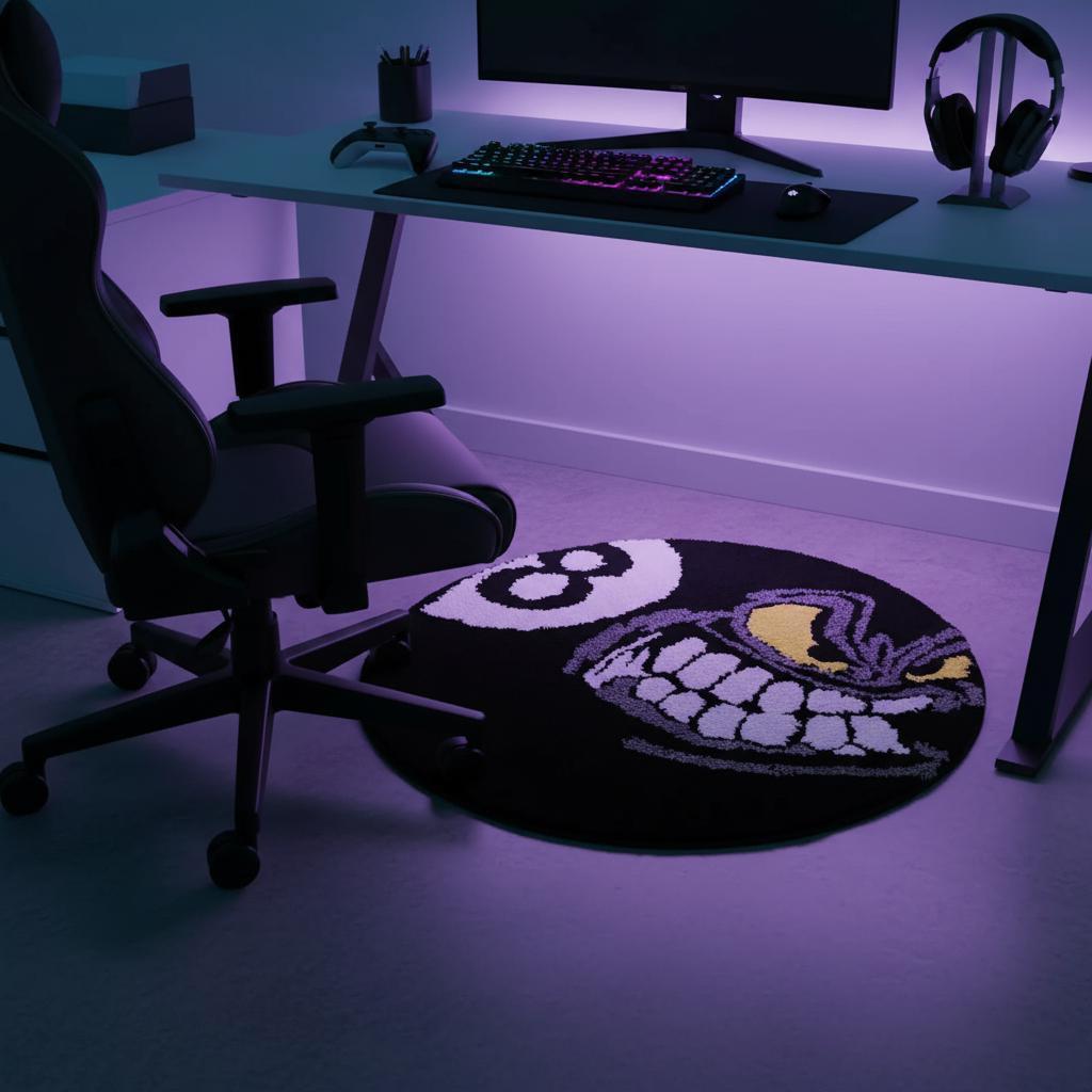 American Street Style Ghost Face Rug, Hip-Hop Living Room Sofa Mat, Non-Slip Bedroom Bedside Pad, Washable Decorative Carpet for Multiple Settings