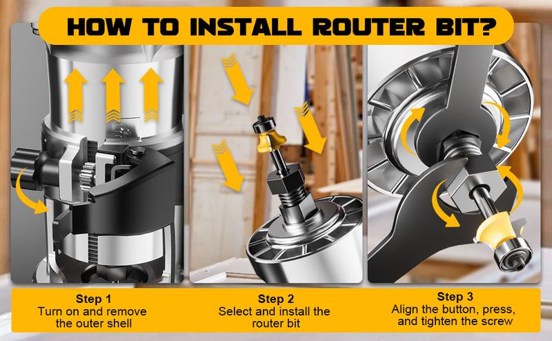 800W Cordless Compact Router Compatible with DeWalt 20V Battery, Battery NOT Included, 6 Variable Speeds Router Tool for Woodworking, 30,000 RPM Fixed Base Wood Router with Trim Router Bits, Edge & Roller Guide, Dust Hood