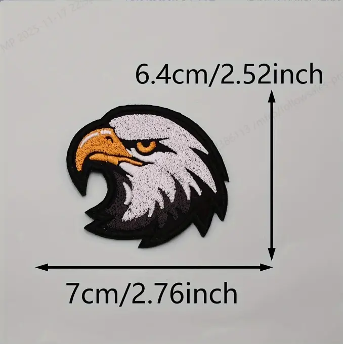 5pcs Eagle Head Pattern Iron-On Fabric Patches — DIY Embroidery Patches, Iron-On Heart Patches for Sewing, Suitable for Clothing, Jackets, Hats, Backpacks, Jeans, Decorative Badges