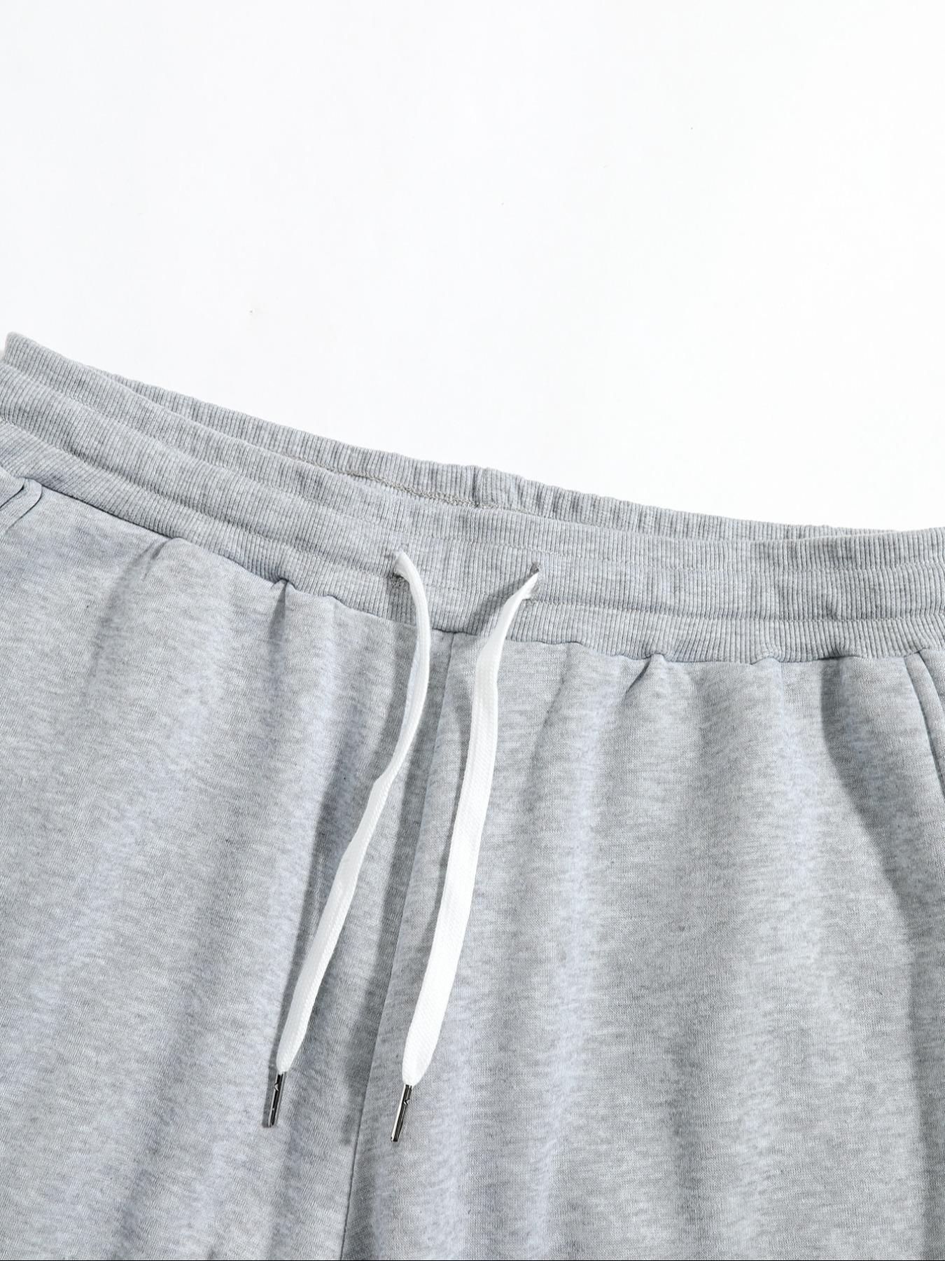 Men's Loose Plain Pocket Drawstring Waist Straight Leg Sweatpants, Casual Soft Comfortable Pants for Daily Wear, Men's Fall & Winter Trousers, Sports Bottoms