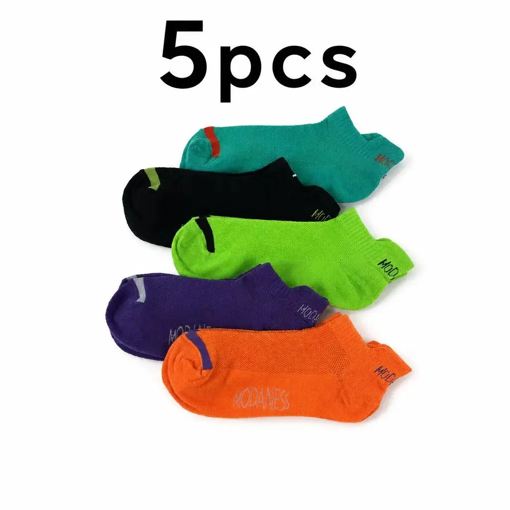 Unisex 5-Pair Activewear Low Cut Socks Set, Short-Length Soft Fabric Athletic Ankle Socks, Breathable Shoe Accessory