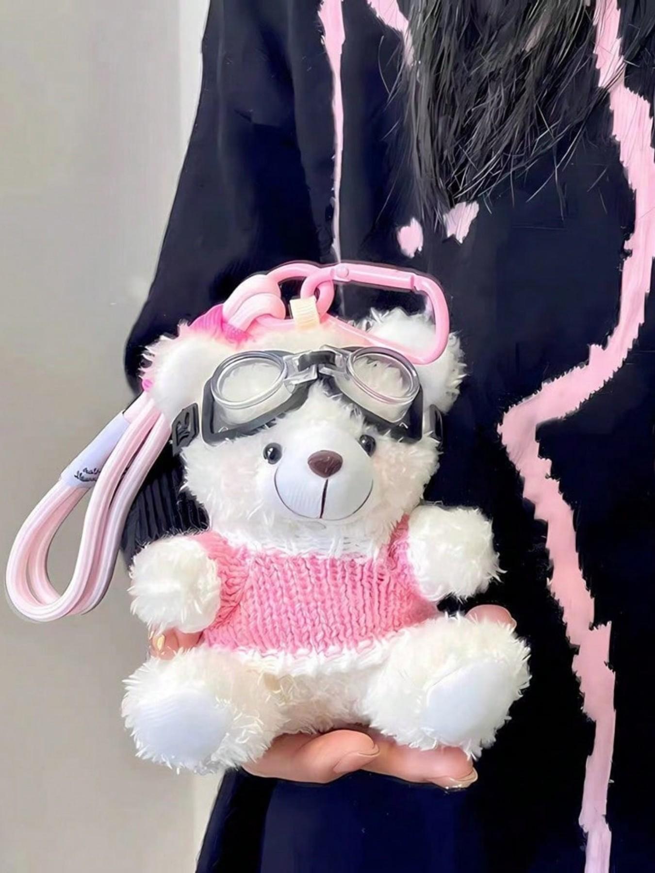 Pilot Bear Keychain Creative Doll, Cute Bear Plush Bag Charm, Sweater Bear Plush Packaging Decoration, Holiday Gift