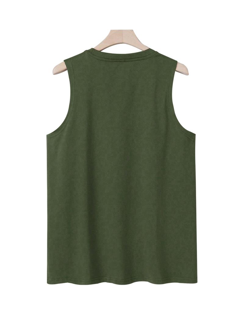 Men's Regular Fit Palm Tree Print Tank Top, Casual Comfy Sleeveless Top for Summer, Fashion Men's Clothes for Beach Vacation, Menswear, Sleeveless Tank Tops