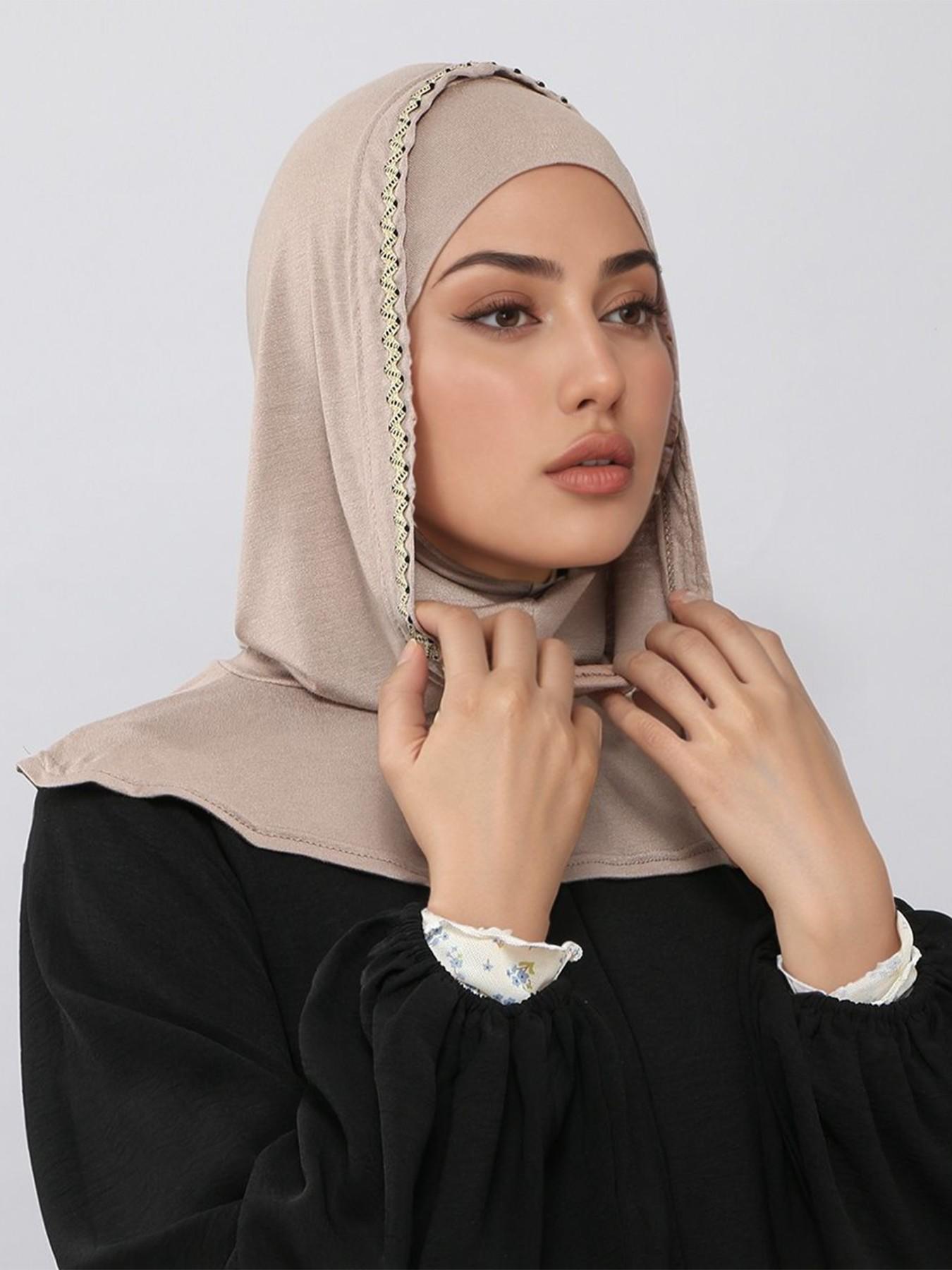 1pc Dual-Layer Sun Protection Hijab, Boho Style Muslim Headscarf, UV Protection Fashion Accessory, Soft Fabric, All Seasons