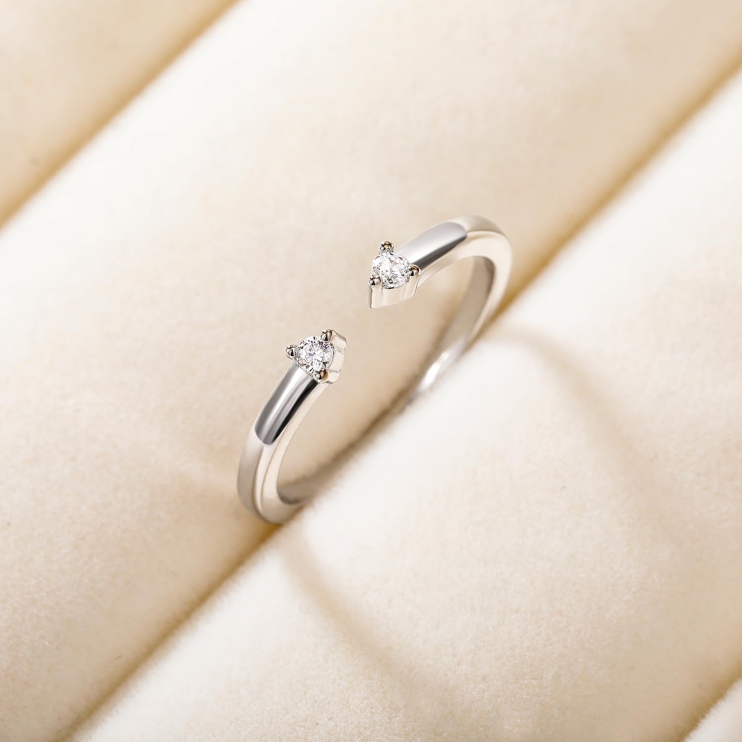 EAMTI 925 Sterling Silver Wedding Bands for Women Open Stackable CZ Cubic Zirconia Engagement Rings for Her