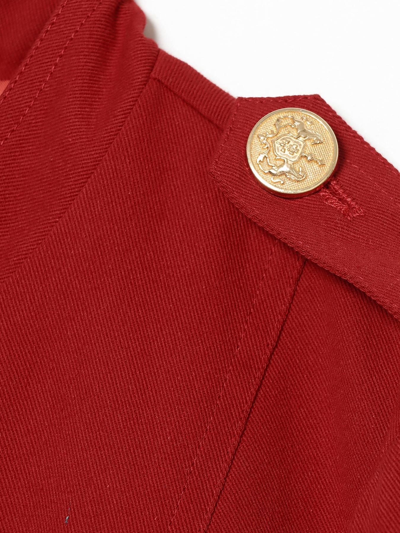 Women's Stylish Jacket Fitted Women's Cropped Slim-Fitting Red Jacket Casual Double Breasted Button Long Sleeve Tops Female Fashion Coat Streetwear Women's Demi-Season Jacket Outerwear