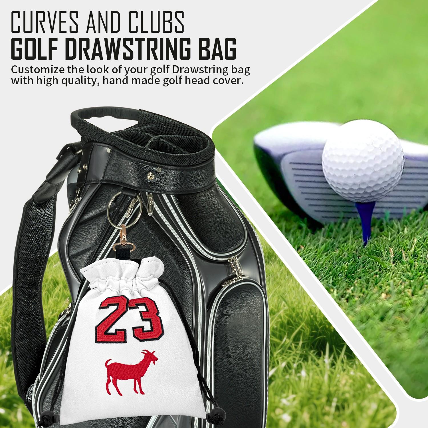 Portable Drawstring Golf Valuables Bag, Embroidered 'letter 23' Golf Ball Pouch, Durable Golf Storage Bag for Men Women Golfers