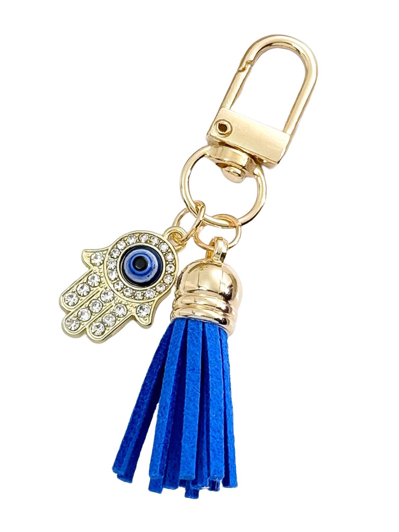 Fashion Creative Devil Eye and Elephant Palm Pendant Keychain Bag Charm, Friendship Gift, Unique Accessory for Daily Use