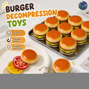 Magnetic Burger Fidget Spinner Four-Layer Push Card Slider Portable Pocket Finger Toy Adult Kids ADHD Sensory Stress Relief Toy