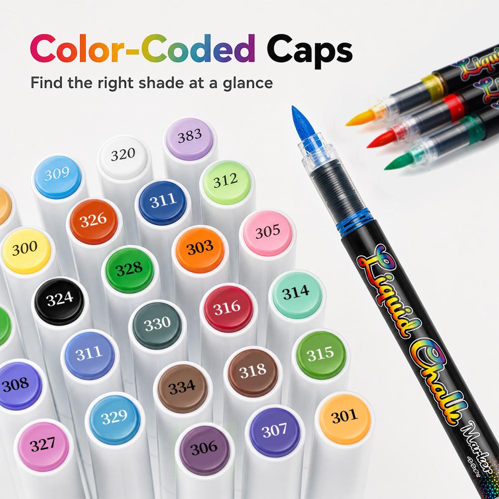 12/24 Color Erasable Liquid Chalk Marker, Soft Tip Fluorescent Glass Blackboard Pen, Dust-Free Wet-Erasable Washable Markers, Ideal for Holiday Decorations