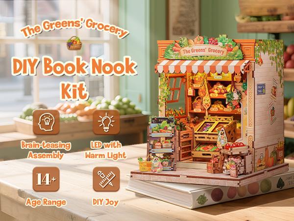 CUTEBEE The Greens’ Grocery DIY 3D Dollhouse Kit  Miniature Wooden Black Friday Gift Tiny House Book Nook Handmade Creative Room Decor for Teens Adults Holiday Christmas Gift - Playhouse