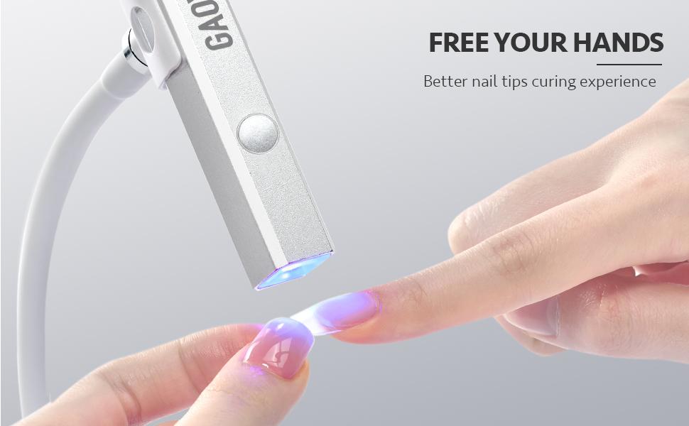 GAOY Cordless Nail Lamp with Stand, Mini Handheld UV Light with LCD Display for Gel Nails, Rechargeable USB Nail Dryer for Fast Curing