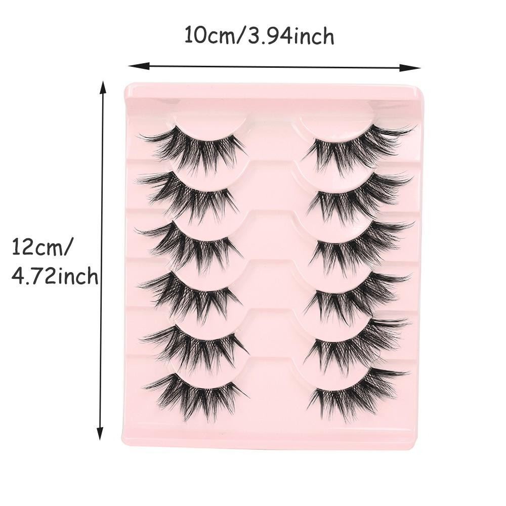 6 Pairs Natural Fluffy False Eyelashes, Pointed Fairy Cluster Design, Long-Lasting Fake Lashes for Daily Use, Perfect for Beginners