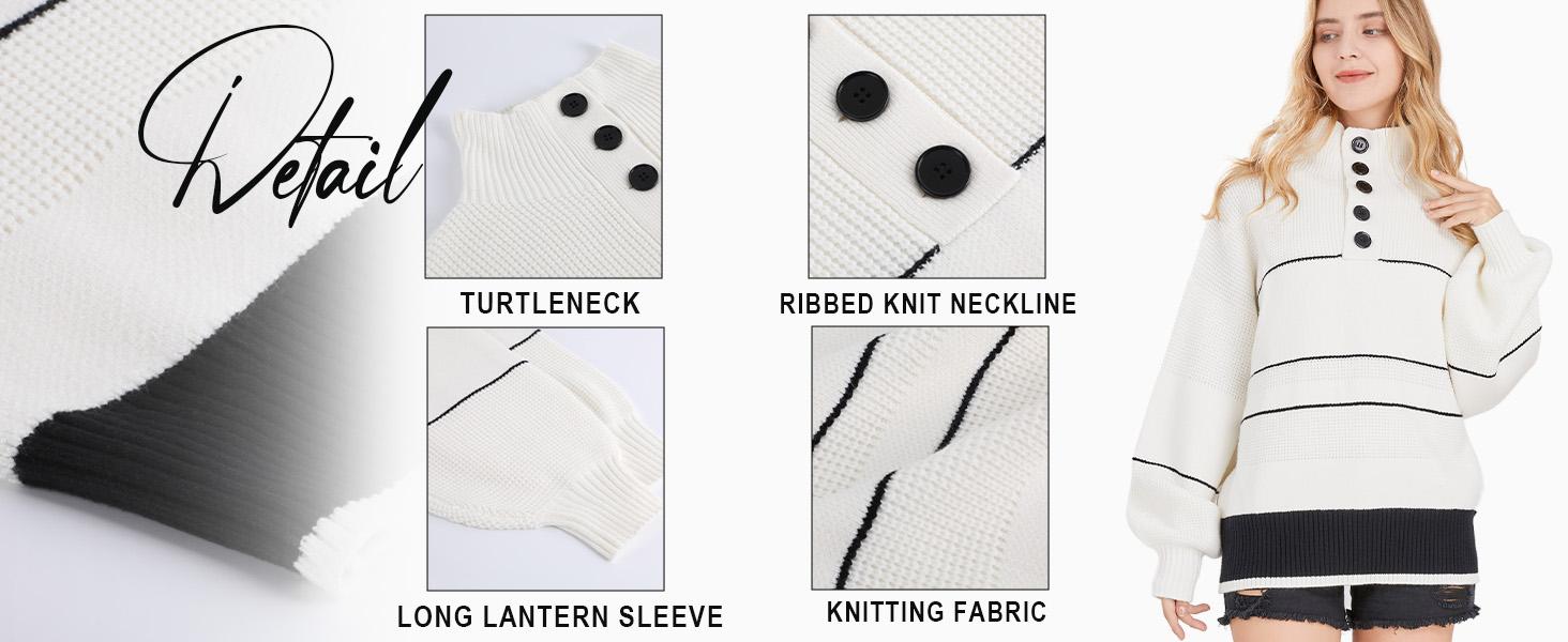 CHARTOU Women's Autumn/Winter Loose Striped Sweater 1/2 Button Collar Hoodie Waffle Knitted Sweater CHARTOU Women's Autumn/Winter Loose Striped Sweater 1/2 Button Collar Hoodie Waffle Knitted Sweater