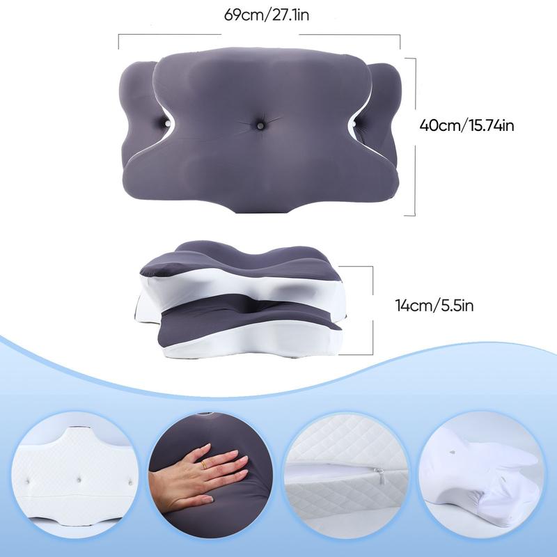Double-Sided Neck Pillow Unscented Orthopedic Memory Foam Pillow with Cooling Cover Zoned Design for Deep Sleepers Contoured Pillow with Extra-Large Armrest for Side Sleep Stomach Sleeping and Back Sleepers