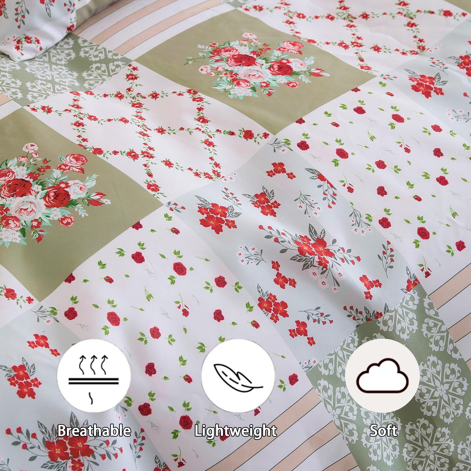 Vintage Rose Pattern Duvet Cover 3-Piece Set, Elegant and Romantic, Includes 1 Duvet Cover and 2 Pillowcases (Without Insert), Perfect for Modern Bedroom Decor.