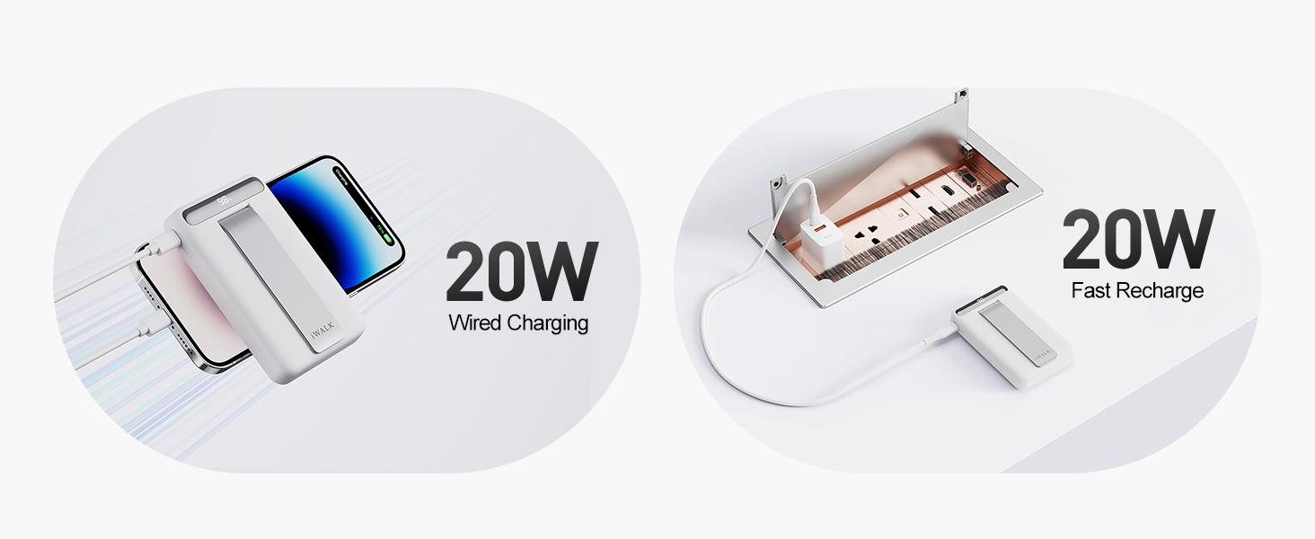 iWALK Qi2 Certified 15W Magnetic Wireless Power Bank 10000mAh Foldable Stand LED Display Fast Charging for iPhone 17/16/15/14/13/12 Pro/Pro Max/Plus/Mini White - Metal Portable Rechargeable Battery