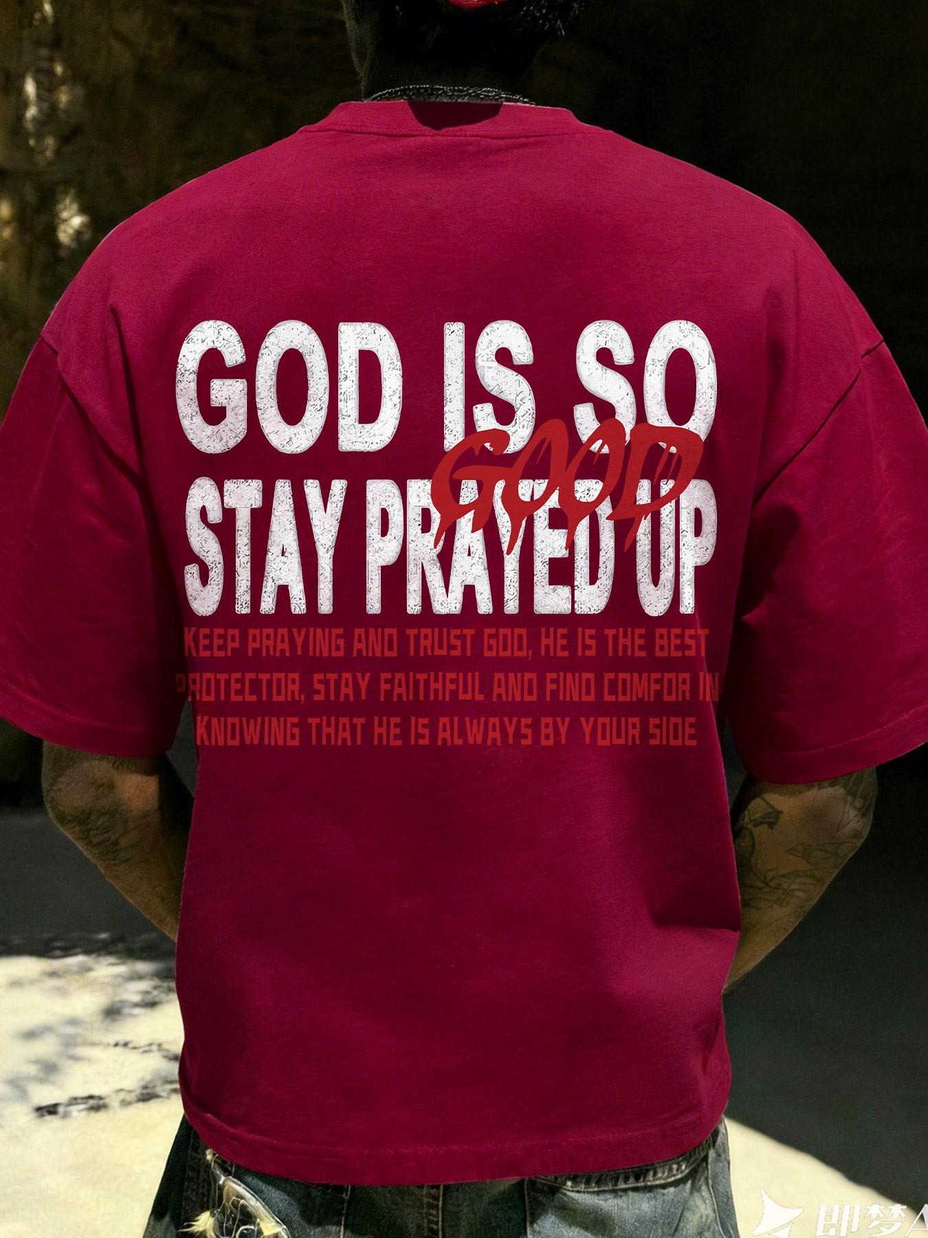 God Is so Good Faith Theme Print American Retro Style Short Sleeve T-Shirt, Casual Loose-Fitting Apparel, Without Collar and Button