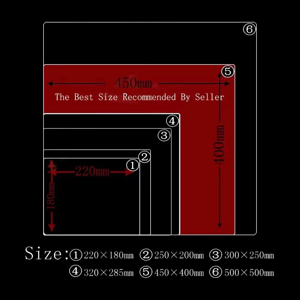 1 Mouse Pad Square rubber mouse pad, locked edge, non-slip, smooth surface. Computer accessory for office & gaming, fits laptop & PC. Available in large 45×40cm and small 22×18cm.