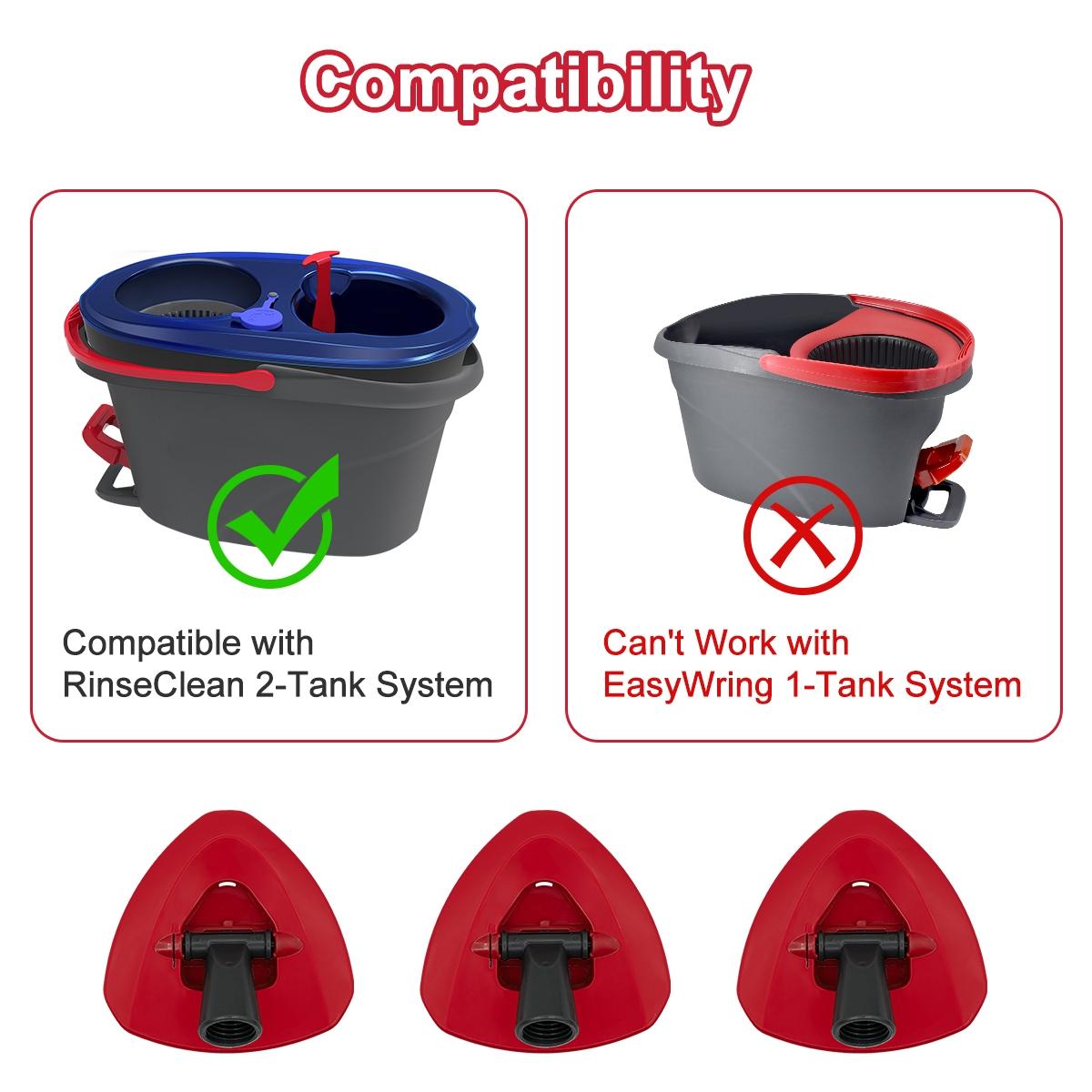 1/2Pcs Mini Spin Mop Triangle Base, Compatible with O-Cedar Rinseclean 2 Tank System, Durable Wear-Resistant, Easy Installation, Kitchen Bathroom Cleaner Accessory, Triangular Mop, Christmas