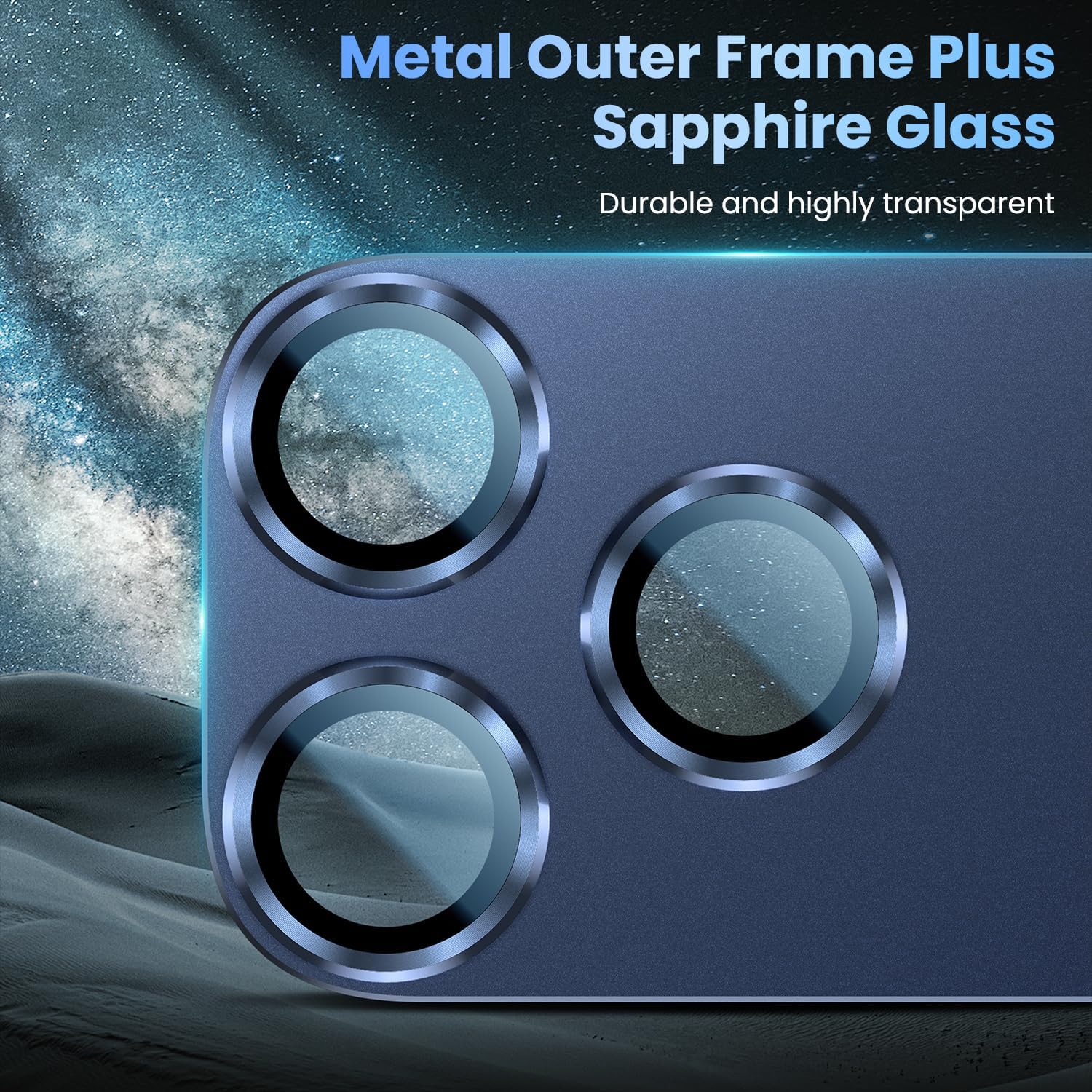 iPhone 17 Pro Camera Lens Protector, Not Easy to Break, Strong Adsorption, Case-Friendly, Aesthetic, Protective Metal Tempered Glass, Deep Blue Color