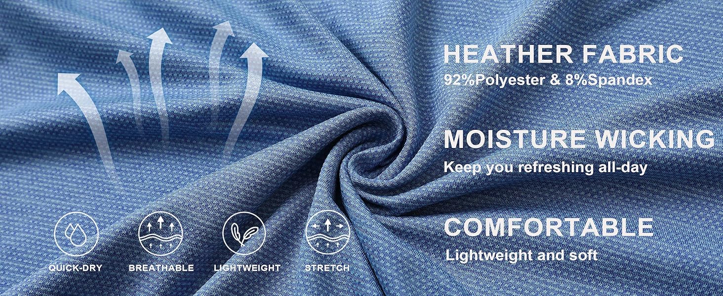 M MAELREG Men’s Golf Polo Shirt Dry Fit Short Sleeve Moisture-Wicking Heather Jacquard Performance Active Polo Casual Menswear