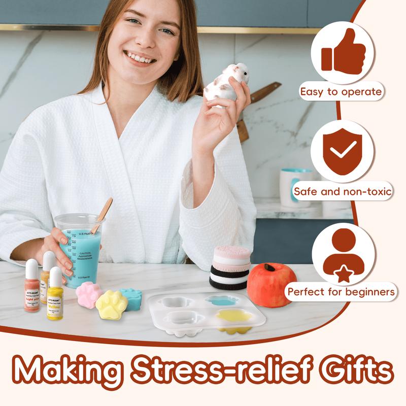 Liquid Silicone Squishy Maker Gel, Super Soft Silicone Rubber Making Kits 1:1 AB Mix Molding Cats/Dogs Paw, Hamster & Dragon Taba Squishy Making All-in-one Kit,DIY Decompression Gift,Silicone Pigment Dye for Taba Squishy, Stress Relief Toys - LET'S RESIN Liquid Silicone Squishy Maker Gel, Super Soft Silicone Rubber Making Kits 1:1 AB Mix Molding Cats/Dogs Paw, Hamster & Dragon Taba Squishy Making All-in-one Kit,DIY Decompression Gift,Silicone Pigment Dye for Taba Squishy, Stress Relief Toys - LET'S RESIN