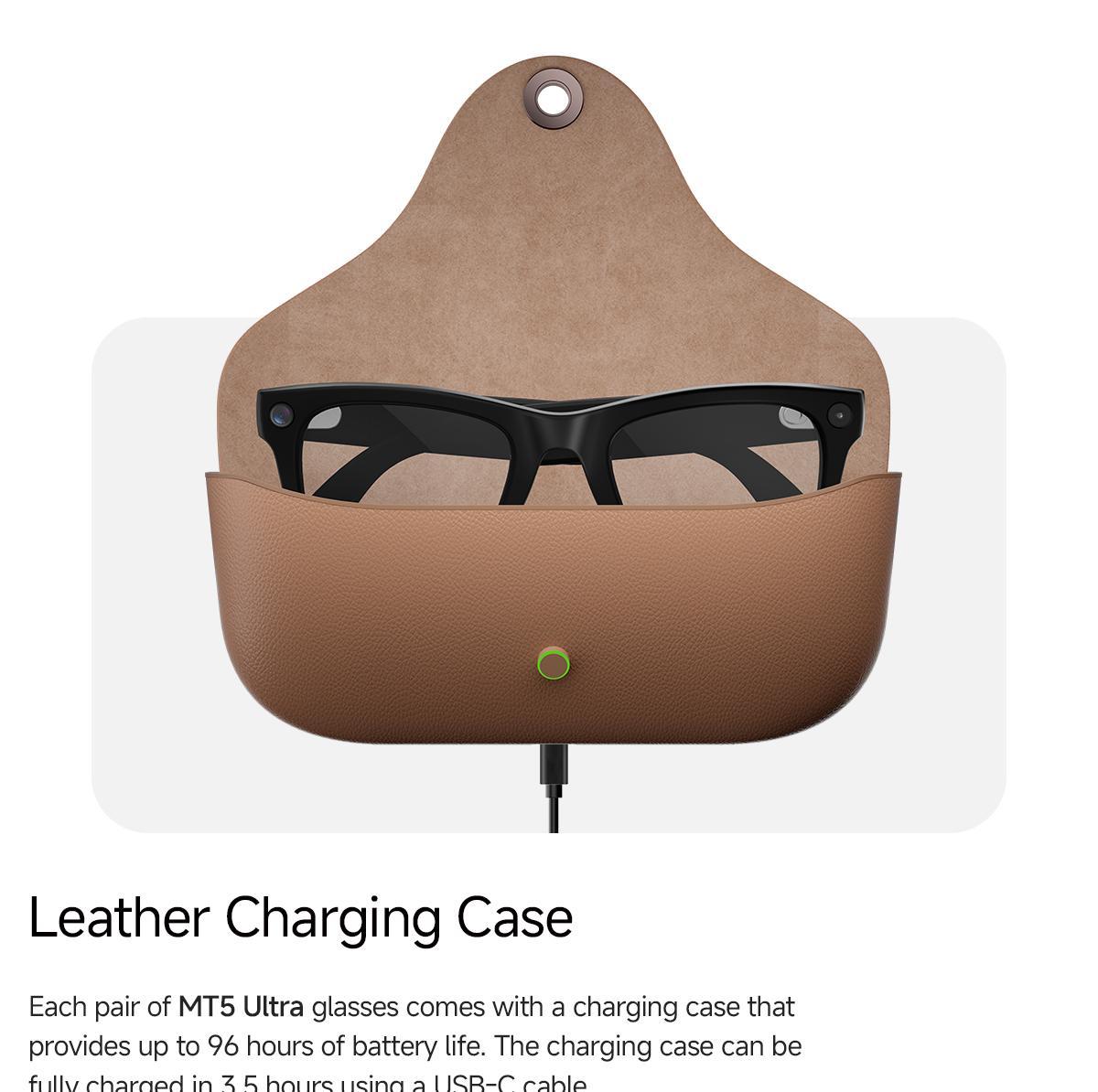 New Mt5 Ultra Ai Smart Glasses, 8mp HD Camera, Voice Recording, Real-Time Translation, Bluetooth-compatible Call, 300mah Battery, 2000mah Charger, Unisex