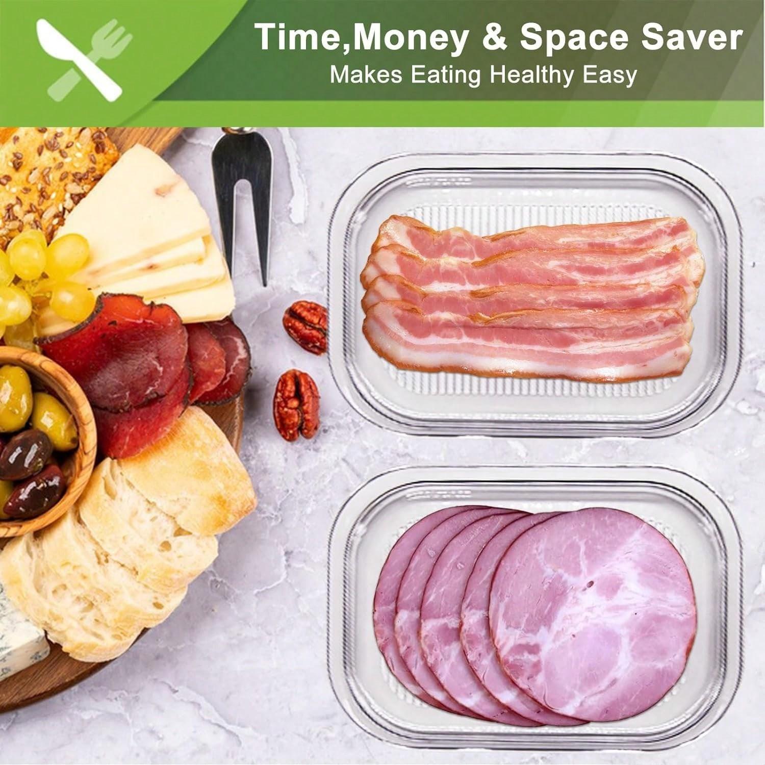 1Set 3-Layer Meat Container For Fridge, Bacon Lunch Meat Container For Refrigerator, Meal Prep Containers, Stackable Food Storage Boxes With Lid