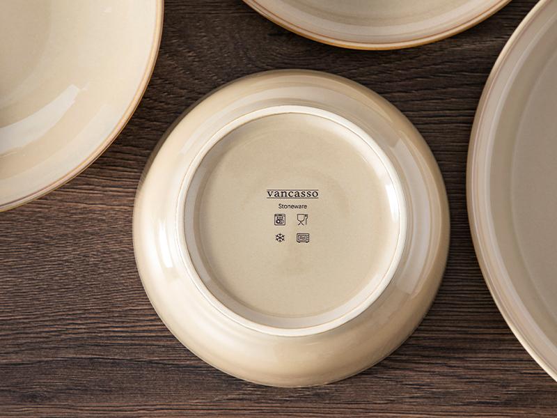 vancasso PLAYA Plates and Bowls Sets, 18/24 Pieces Grey Dinnerware Sets for Kitchen, Reactive Glaze Dishes Set for 6, Dishwasher and Microwave Safe