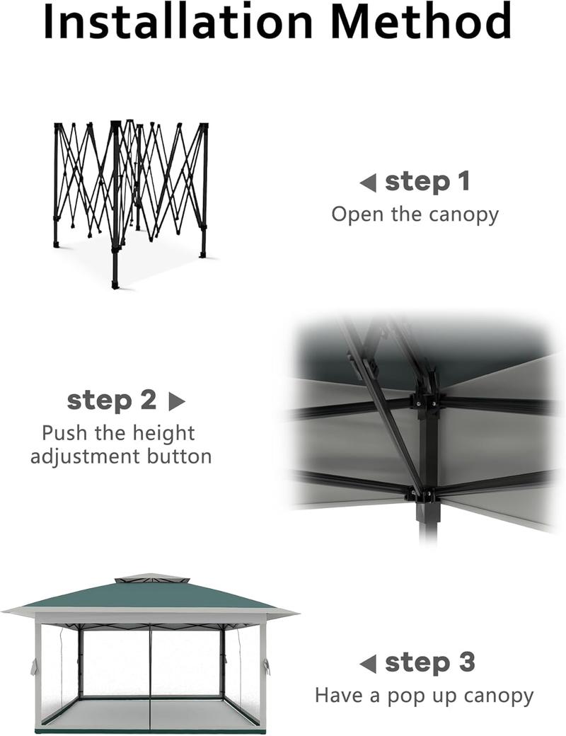 TWISTER.CK 13x13FT Outdoor Patio Gazebo,Outdoor Canopy Tent with Mosquito Netting,Backyard Tent for Party, Wedding, Outdoor Dining, Patio, Backyard(Dark Army Green+Hemp Grey)