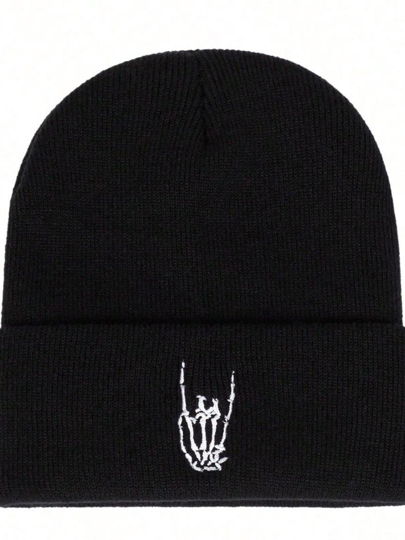 Unisex Skull Finger Hat, Outdoor Sun Protection Cap, Travel Beach Vacation, Casual Asymmetrical Design, All Seasons Fitted Knit Hat, Knitted Winter Hat