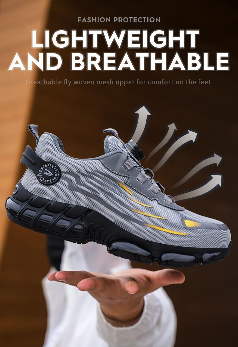 Product Introduction of Men's steel toe shoes, puncture-proof and smash-proof with swivel buckle, contrasting mesh work safety shoes, suitable for outdoor work, blue-collar workers, industrial construction, outdoor casual shoes Product model: 266 16