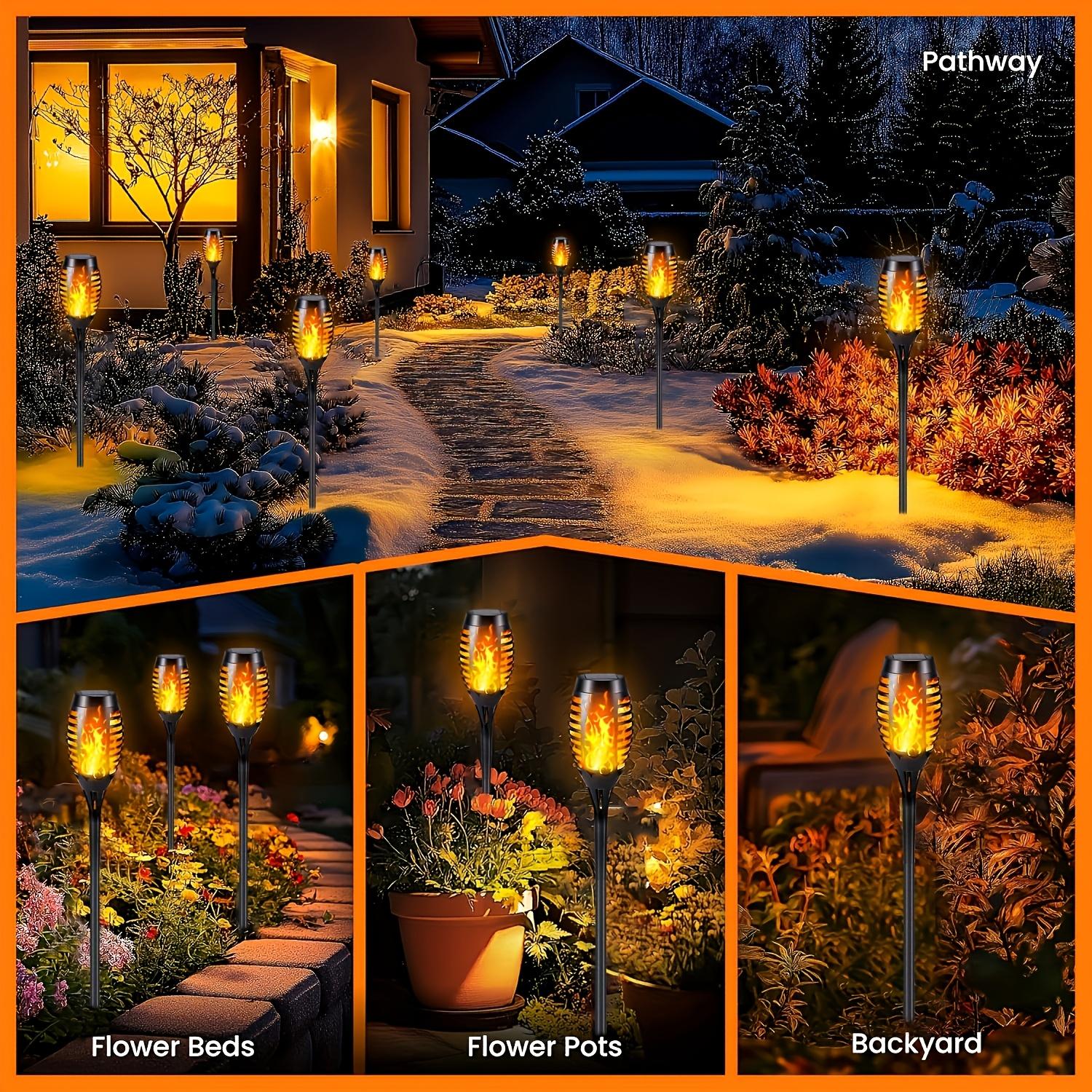 4PCS Solar Torch Lights, Flame Effect LED Outdoor Waterproof Lawn Lights, Landscape Lighting for Garden, Hotel & Beach，needoh，garden lights, Outdoor Patio Lights, Outdoor Pathway Light