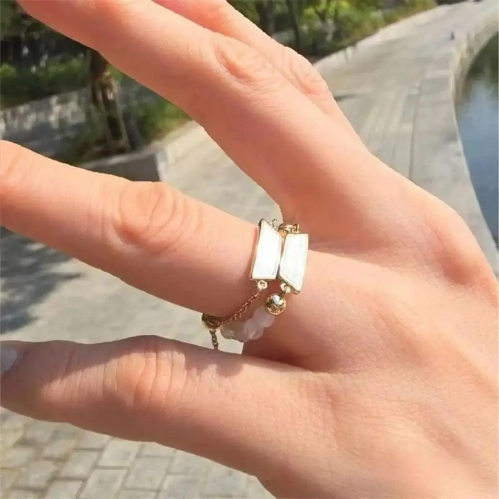 Kpop Rings Fashion Beaded Chain Ring for Women Fan Souvenir Gifts Korean Team Support Peripheral Rings