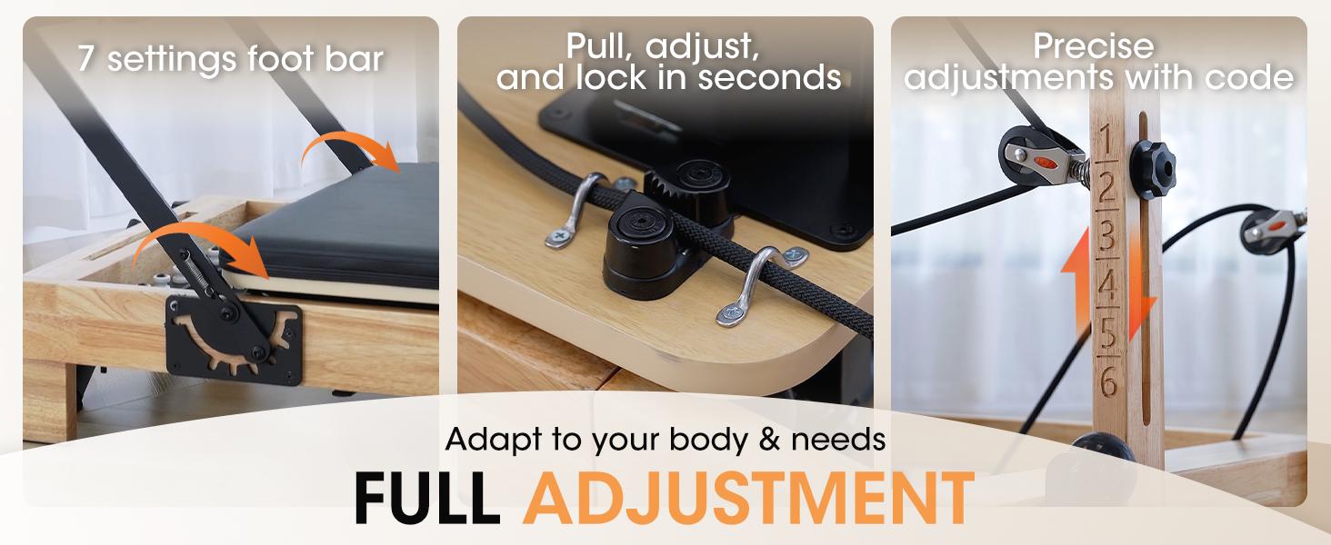 [2 packages shipping] PAETA Wooden Foldable Pilates Reformer Machine with Springs, Home & Studio Pilates Equipment with Sitting Box, Jump Board & Accessories