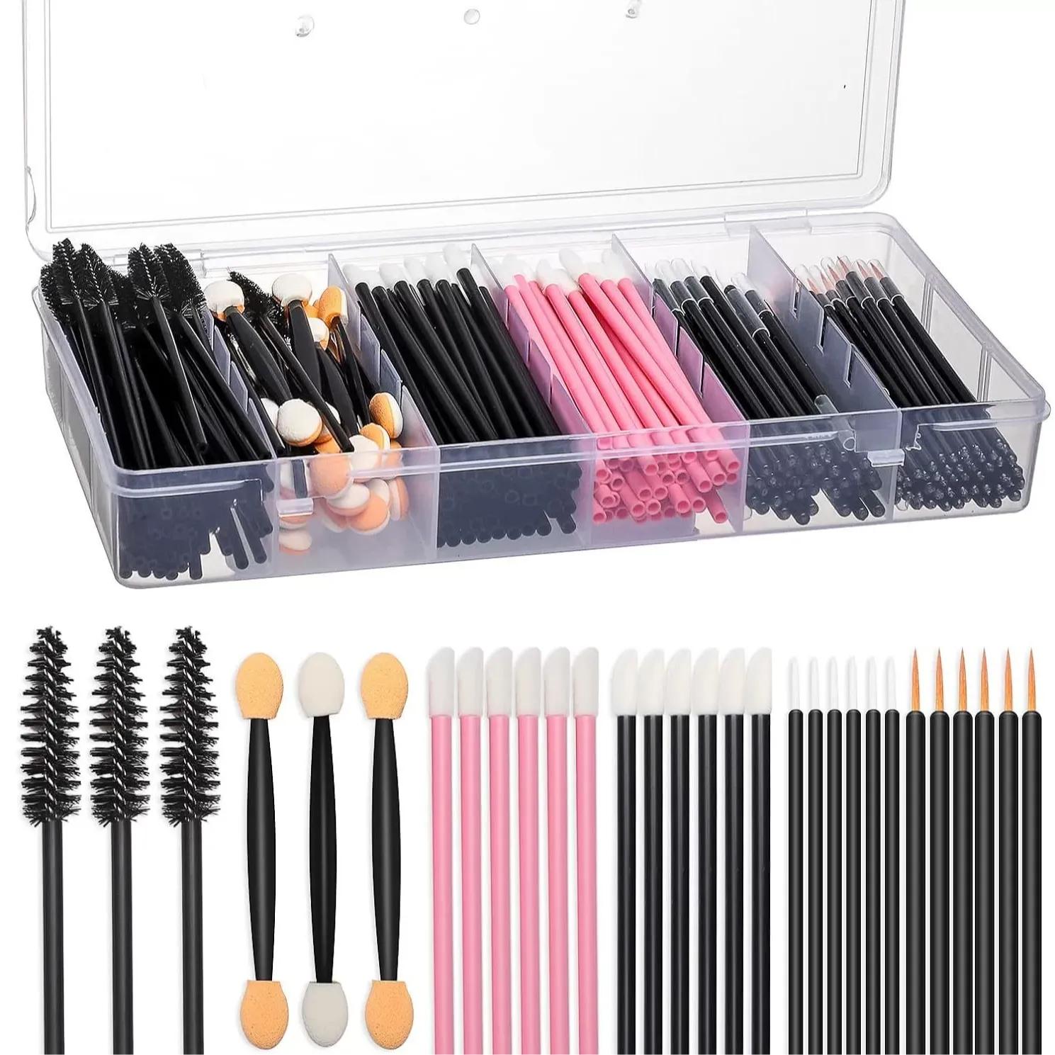 300-Piece Disposable Makeup Brush Set, Includes Eyelash Curler, Lip Brush, Eye Shadow Sponge, Travel-Friendly Storage Box Included